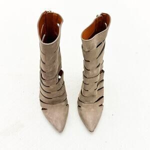 Rebecca Minkoff Derea Suede Sand Colored Heeled Booties Size 6
